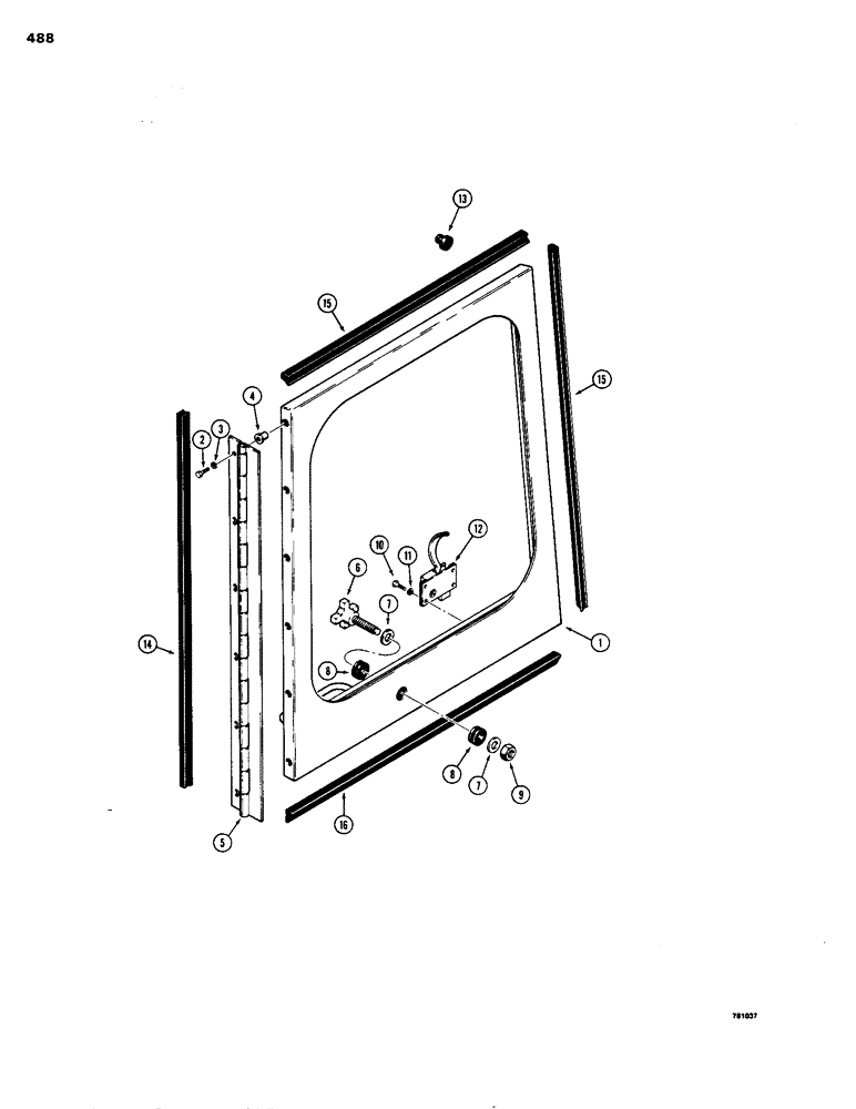 Схема запчастей Case 1150B - (488) - CAB, UPPER DOORS (05) - UPPERSTRUCTURE CHASSIS