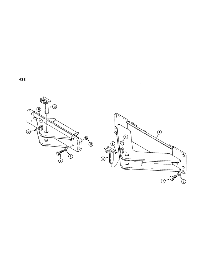 Схема запчастей Case 1150B - (438) - DRAWBARS, MODELS W/OUT REAR MOUNTED EQUIPMENT, REAR COUNTERWEIGHT (05) - UPPERSTRUCTURE CHASSIS