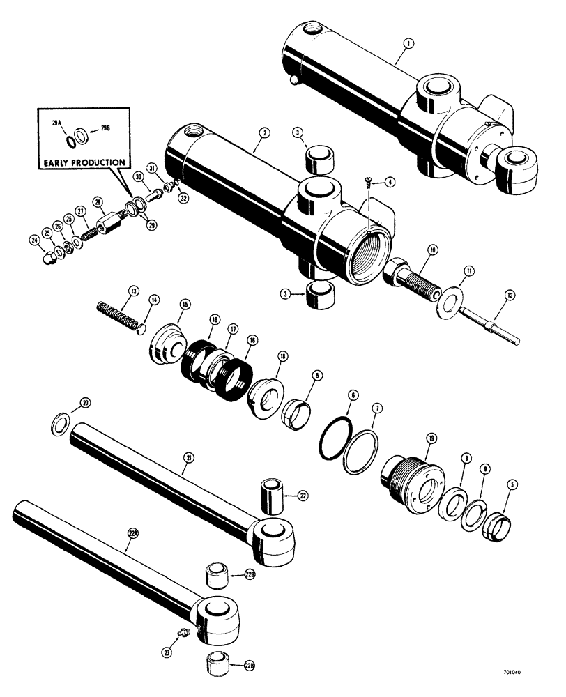 Схема запчастей Case 33S - (056) - BACKHOE SWING CYLINDERS CYLINDER W/ FLAT SNAP-IN TYPE OUTER ROD WIPER 