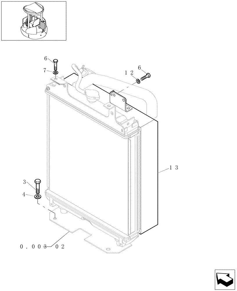 Схема запчастей Case CX31B - (0.003[01A]) - RADIATOR - INSTAL (10) - ENGINE