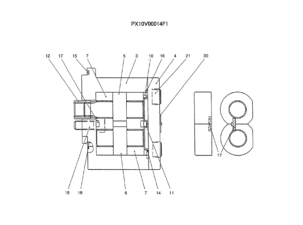 Схема запчастей Case CX36B - (07-032) - PUMP ASSY, GEAR ELECTRICAL AND HYDRAULIC COMPONENTS