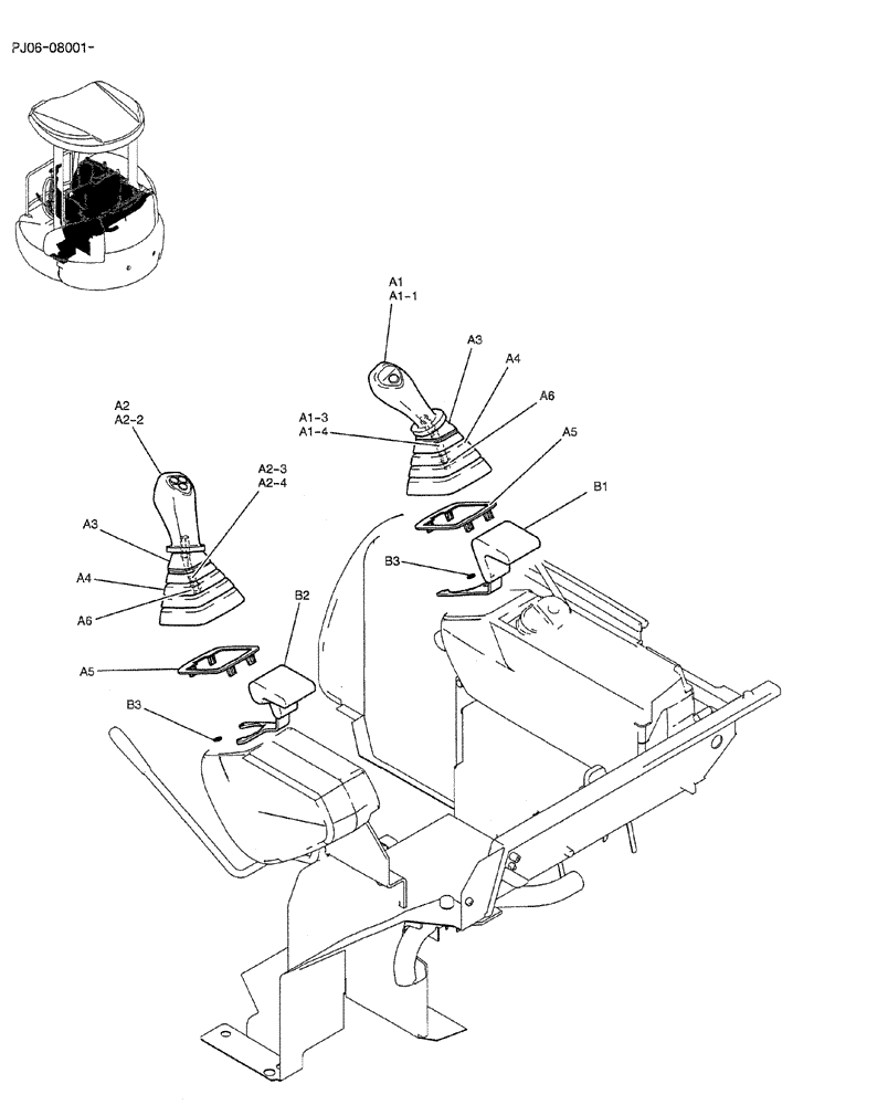 Схема запчастей Case CX50B - (01-033) - GRIP ASSY (PW03M01719F1 & PW03M01718F1) (05) - SUPERSTRUCTURE