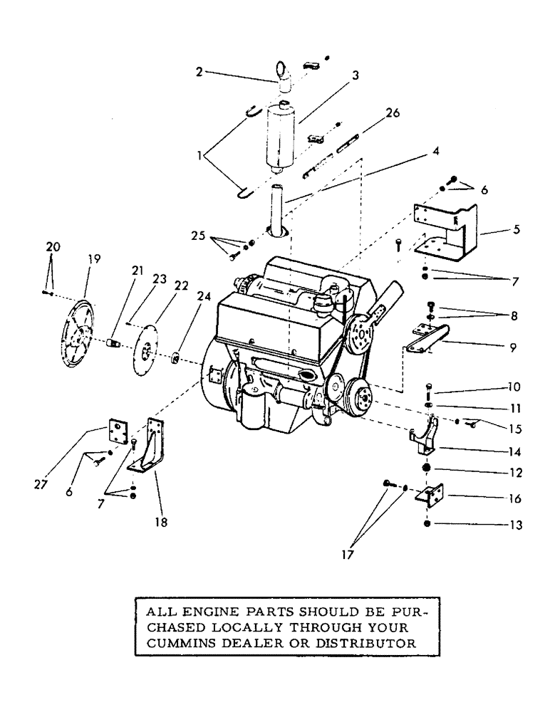 Схема запчастей Case 30EC - (C12) - CUMMINS 6V-352 DIESEL ENGINE (DROTT #58629) AND ATTACHING (01) - ENGINE