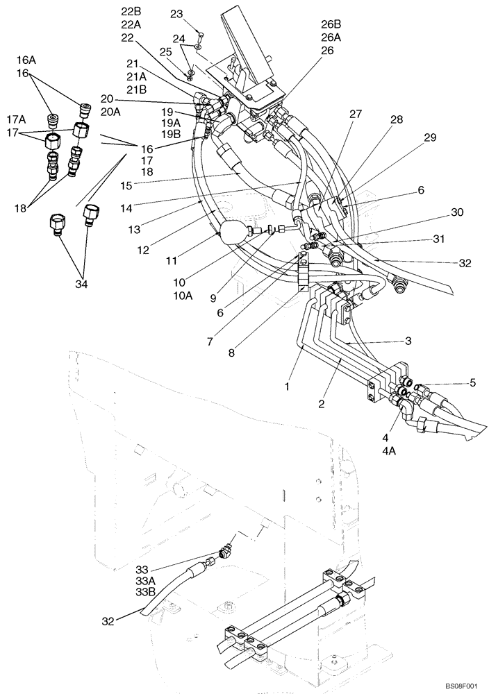 Схема запчастей Case 621E - (07-03D) - HYDRAULICS - BRAKE, MAIN - RESERVOIR (07) - BRAKES