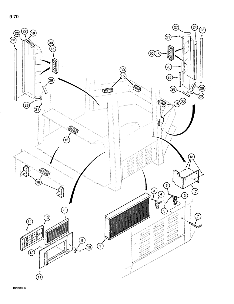 Схема запчастей Case 721 - (9-070) - CAB FILTERS, VENTS, AND LOUVERS, *CABS WITH DOUBLE LOUVER AIR VENTS (ITEMS 19 & 20) (09) - CHASSIS/ATTACHMENTS