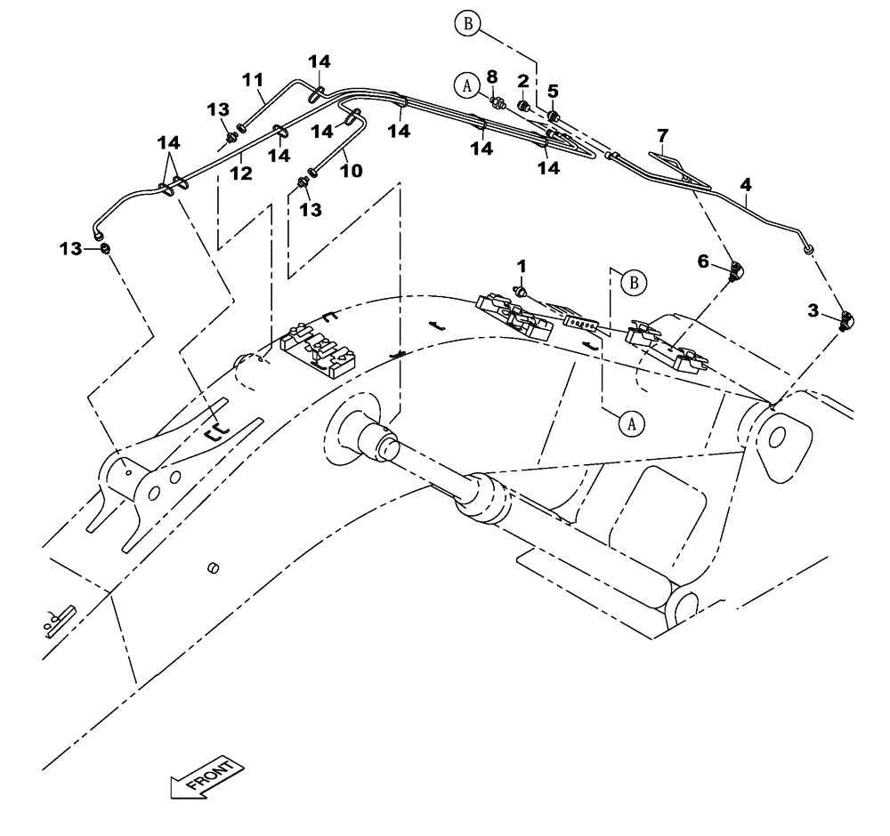 Схема запчастей Case CX250C - (09-031[00]) - LUBRICATION CIRCUIT - MONOBLOCK BOOM - 5.85 M (09) - CHASSIS/ATTACHMENTS