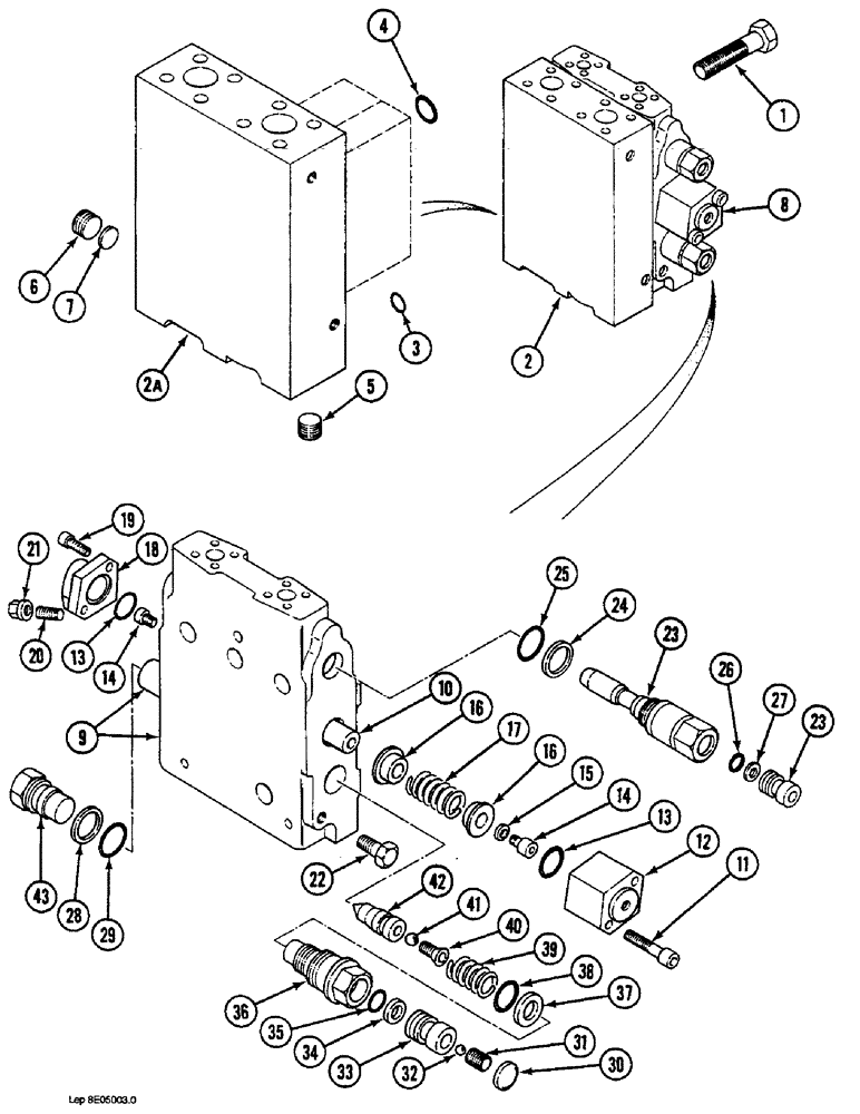 Схема запчастей Case 1088 - (8E-14) - CONTROL VALVE, USED WITH HYDRAULIC HAMMER (08) - HYDRAULICS