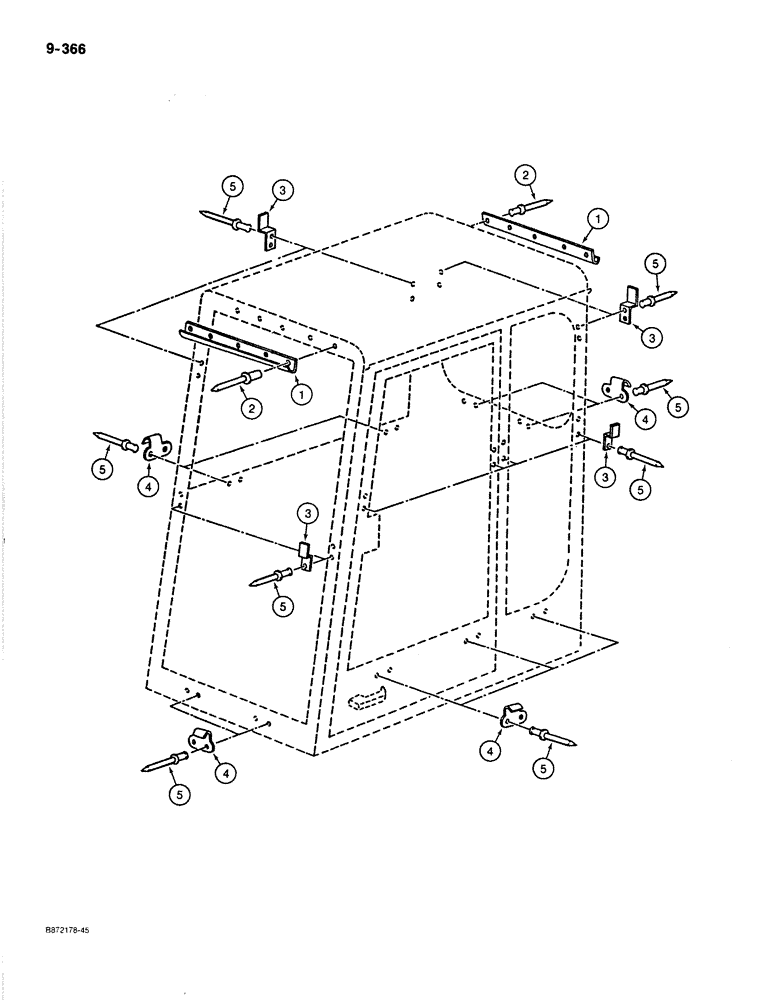 Схема запчастей Case 170B - (9-366) - OPTIONAL CAB ANTI-VANDALISM GUARDS, GUARD MOUNTING PARTS (09) - CHASSIS