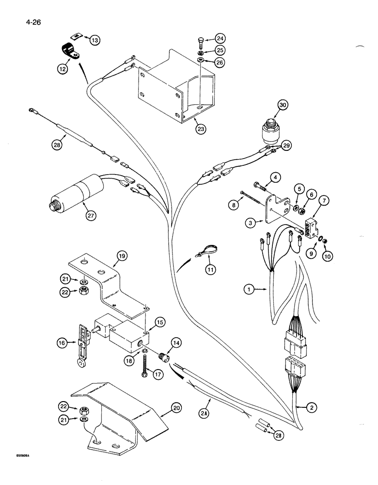 Схема запчастей Case 1086B - (4-026) - FAST CROWD AND BACKUP ALARM WIRING HARNESS (04) - ELECTRICAL SYSTEMS