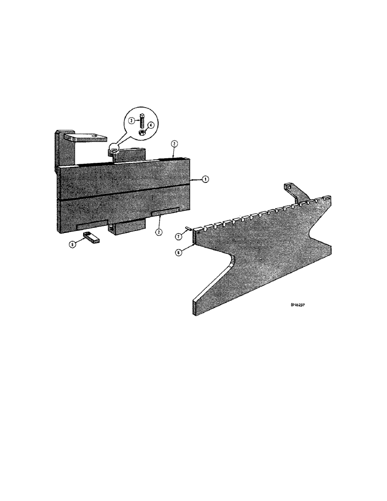 Схема запчастей Case 430 - (58) - SIDE SHIFTER ATTACHMENT, EARLY PRODUCTION 