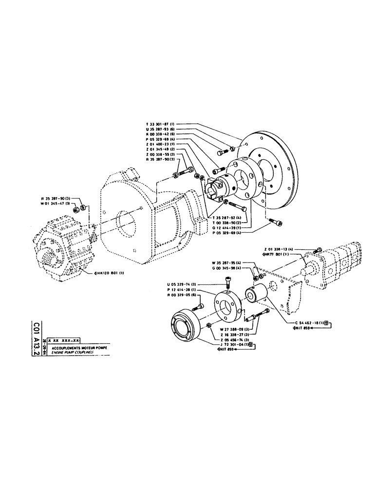 Схема запчастей Case 160CL - (081) - ENGINE/PUMP COUPLINGS (01) - ENGINE