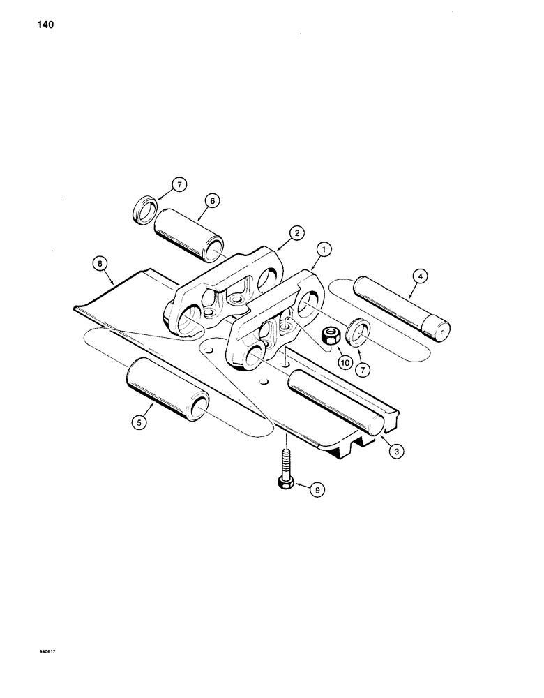 Схема запчастей Case 880C - (140) - TRACK LINKS, SHOES, AND PINS, STANDARD 6-ROLLER TRACK (04) - UNDERCARRIAGE