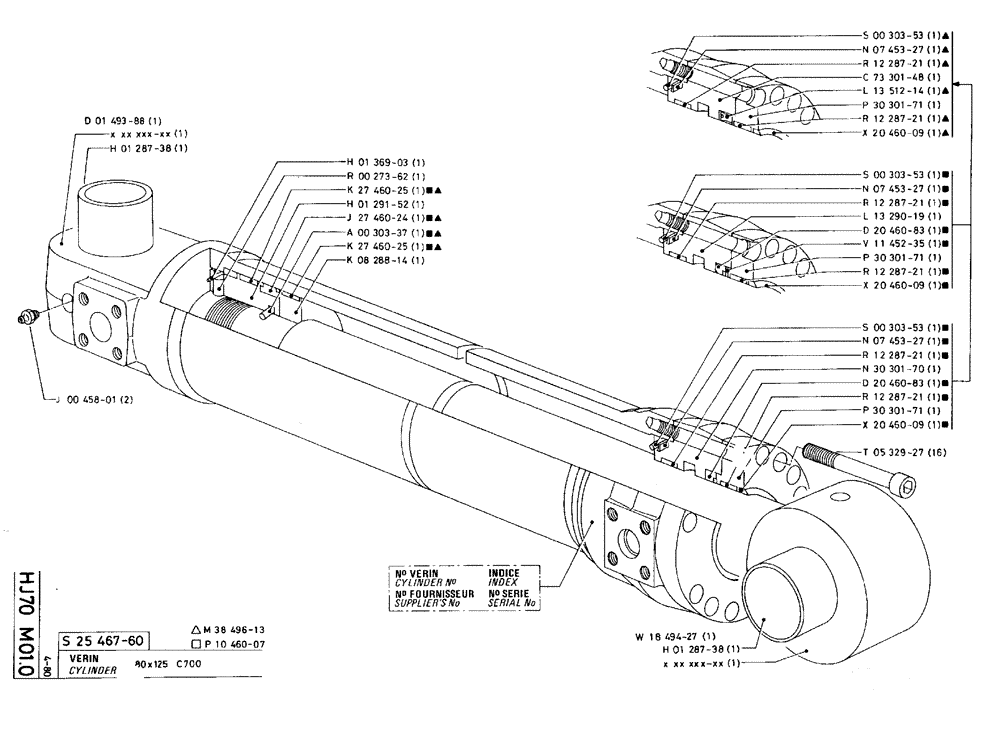 Схема запчастей Case 75C - (HJ070 M01.0) - CYLINDER - 80 X 125 C700 (07) - HYDRAULIC SYSTEM