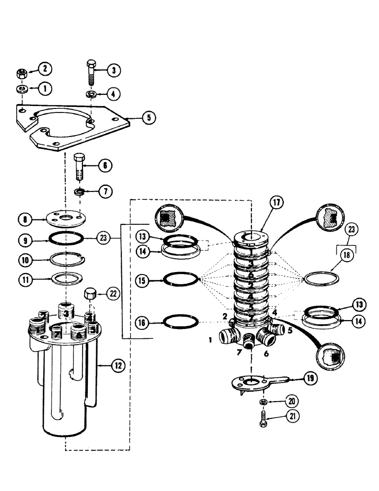 Схема запчастей Case 40 - (206) - 7-PORT SWIVEL AND ATTACHING PARTS (35) - HYDRAULIC SYSTEMS