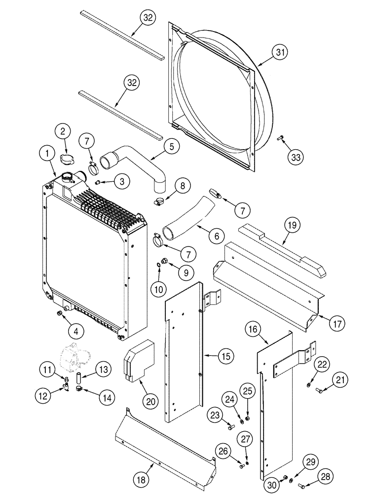 Схема запчастей Case 6030 - (02-02) - RADIATOR MOUNTING (02) - ENGINE