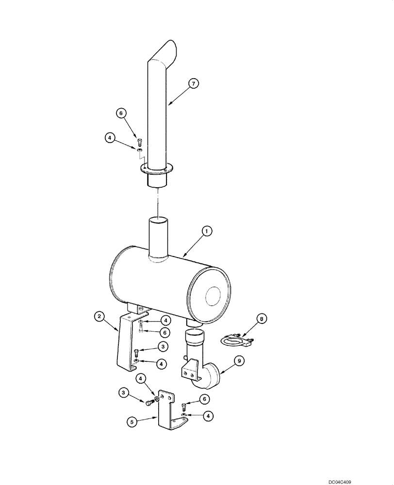 Схема запчастей Case 845 - (02.10[00]) - MUFFLER AND EXHAUST SYSTEM (02) - ENGINE