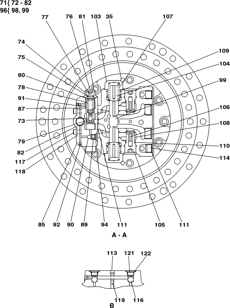 Схема запчастей Case 9020B - (6-008) - VALVE ASSY, RELIEF TRACK DRIVE - SN DAC0202668 AND AFTER (06) - POWER TRAIN