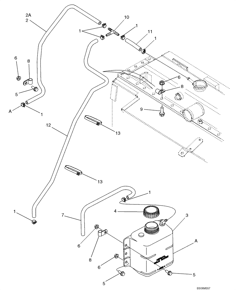 Схема запчастей Case 1150K - (02-04) - COOLANT RECOVERY SYSTEM (02) - ENGINE