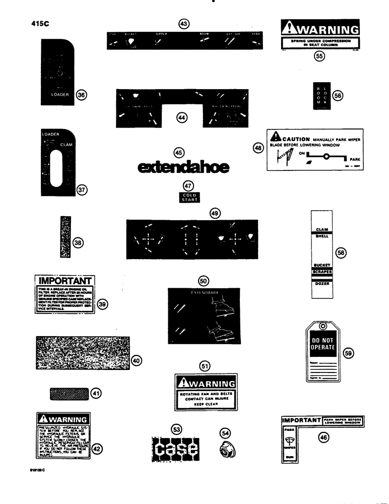 Схема запчастей Case 780B - (415C) - DECAL KIT, USED ON MODELS WITH BROWN AND TAN COLOR SCHEME (09) - CHASSIS/ATTACHMENTS