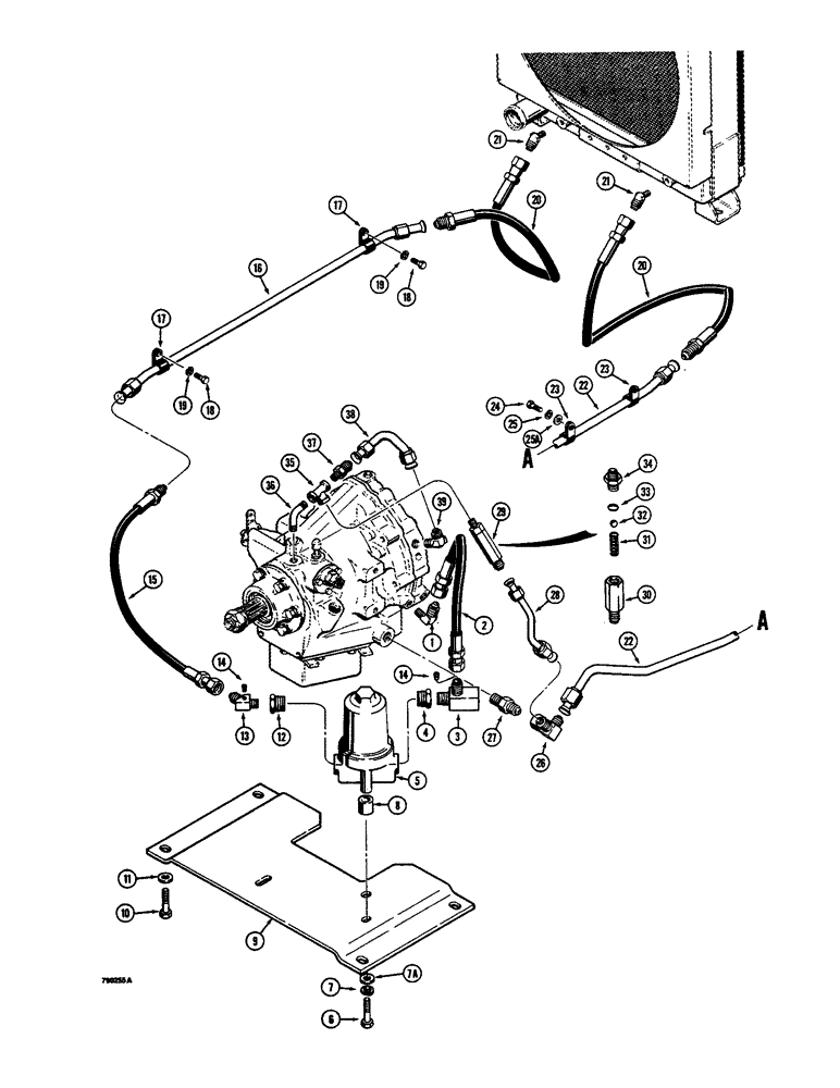 Схема запчастей Case 350B - (092) - POWER SHUTTLE COOLING SYSTEM (03) - TRANSMISSION