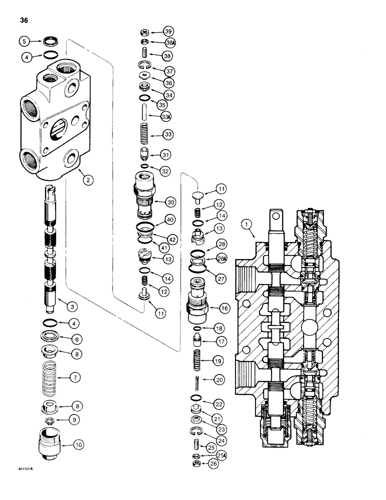 Схема запчастей Case 35A - (36) - BACKHOE CONTROL VALVE, BOOM SECTION 