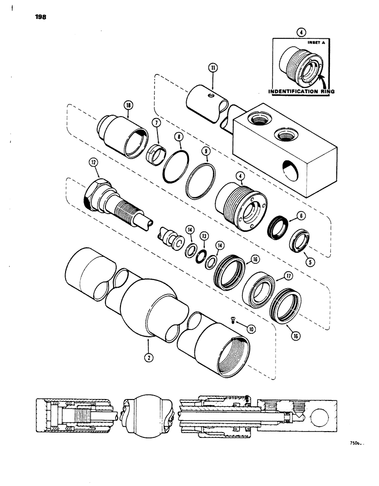 Схема запчастей Case 450 - (198) - G33764 ANGLE CYLINDER - ANGLE DOZER, GLAND HAS (07) - HYDRAULIC SYSTEM