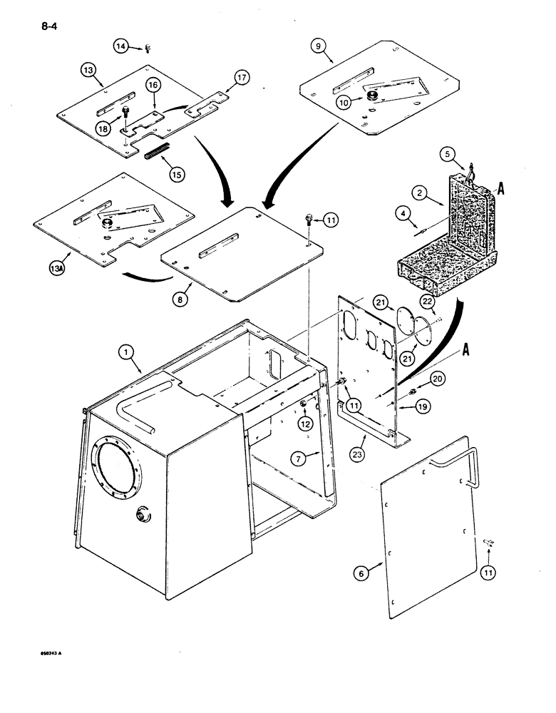 Схема запчастей Case 850D - (8-004) - HYDRAULIC RESERVOIR COVERS AND OPERATORS MANUAL BOX (08) - HYDRAULICS