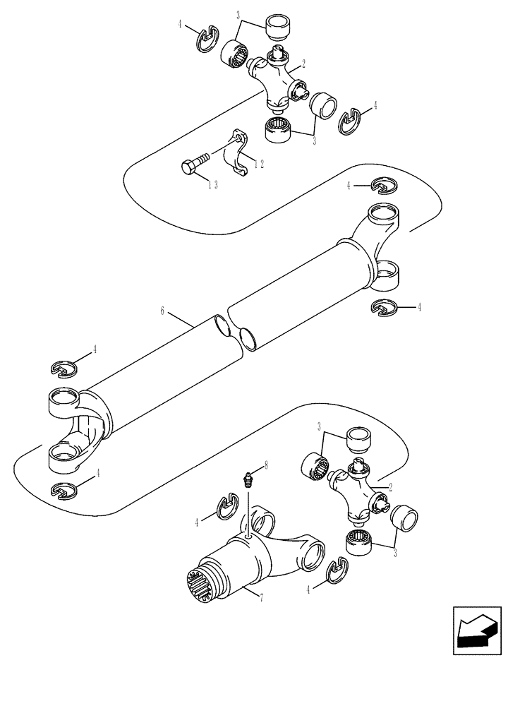 Схема запчастей Case 580SM - (21.155.20) - DRIVE SHAFT, REAR AXLE (21) - TRANSMISSION