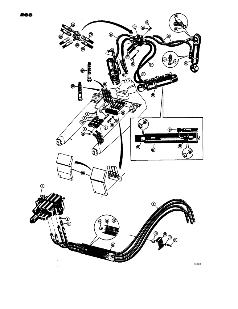 Схема запчастей Case 450 - (268) - POWER ANGLE-TILT DOZER HYDRAULICS, (ANGLE AND TILT CIRCUIT) (07) - HYDRAULIC SYSTEM