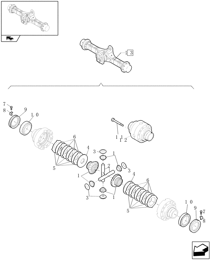 Схема запчастей Case 221E - (077[05]) - 35KM/H REAR AXLE (HIGH SPEED): DIFFERENTIAL (05) - REAR AXLE