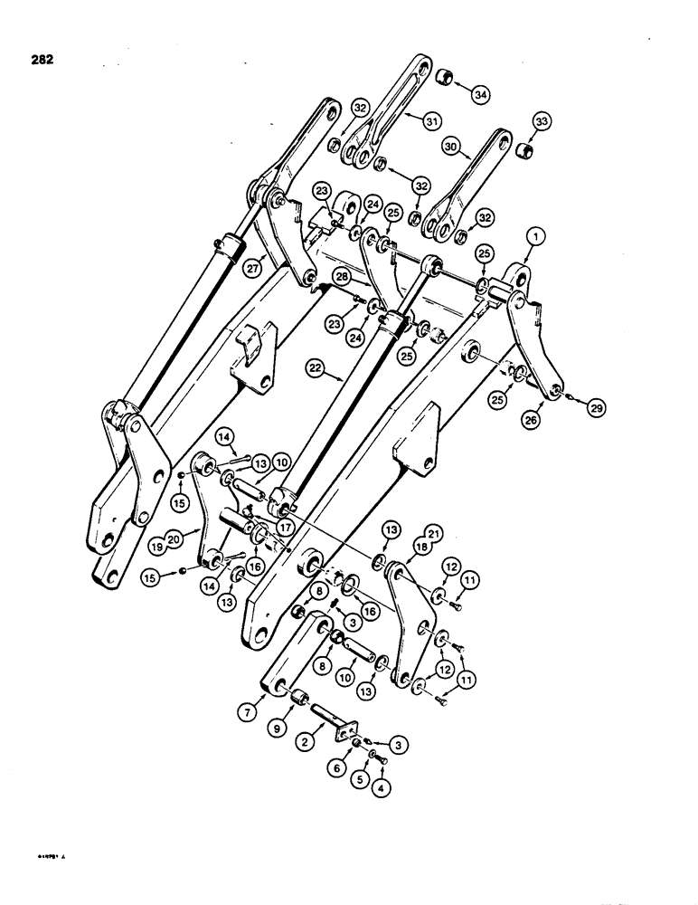 Схема запчастей Case 855C - (282) - LOADER LIFT FRAME, BUCKET CYLINDERS AND LINKS (07) - HYDRAULIC SYSTEM