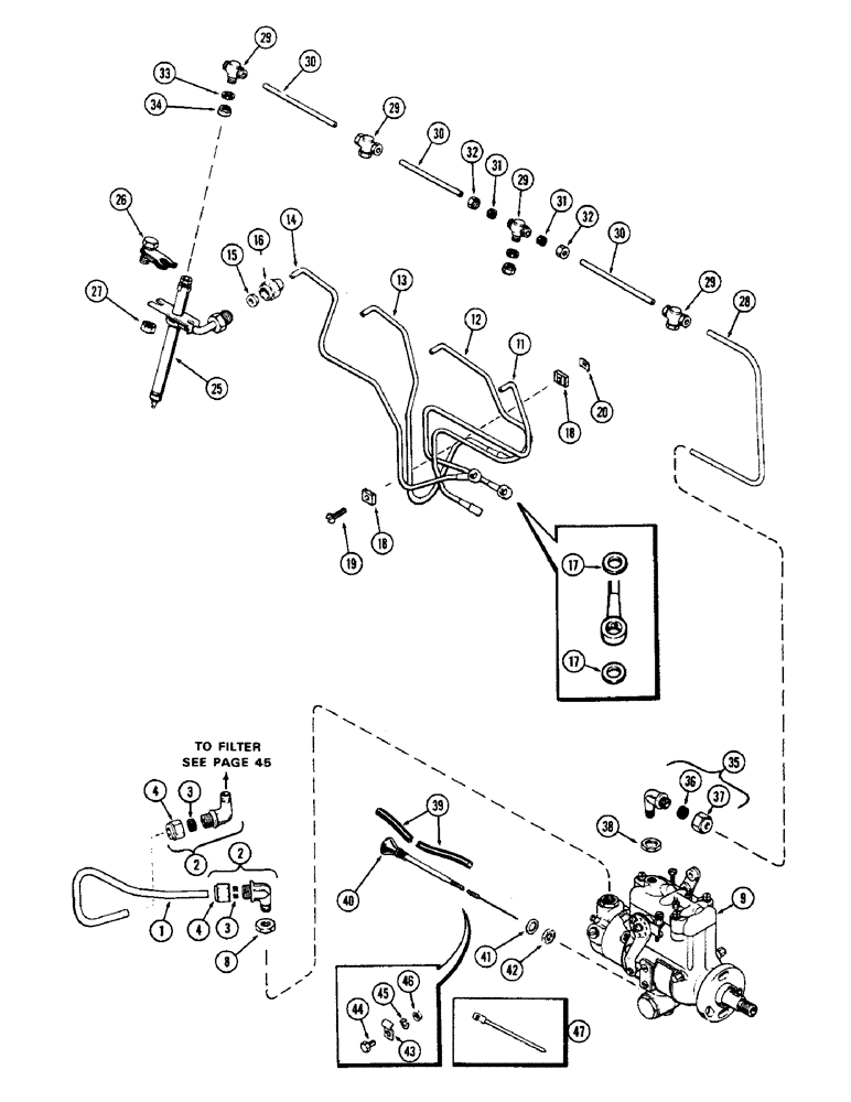 Схема запчастей Case 580B - (040) - FUEL INJECTION SYSTEM, (188) DIESEL ENGINE (03) - FUEL SYSTEM