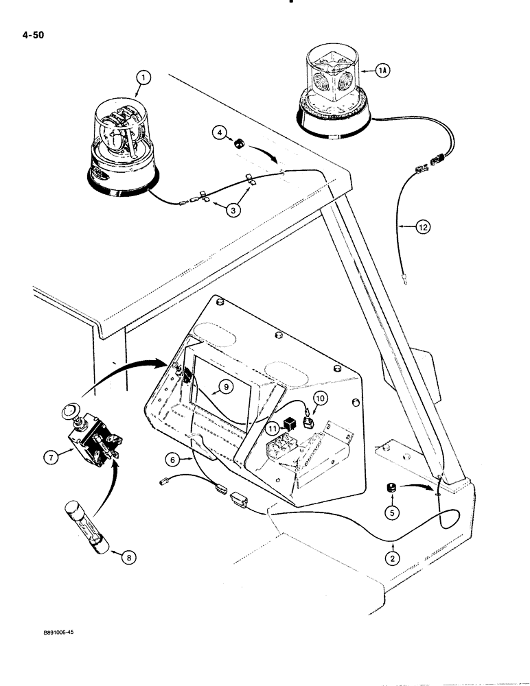 Схема запчастей Case 480E - (4-50) - ROTATING BEACON AND CIRCUIT (04) - ELECTRICAL SYSTEMS