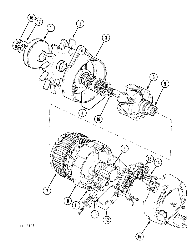 Схема запчастей Case 380B - (4-112) - ALTERNATOR, LUCAS, 45 AMP, PRIOR TO P.I.N. 18135 (04) - ELECTRICAL SYSTEMS