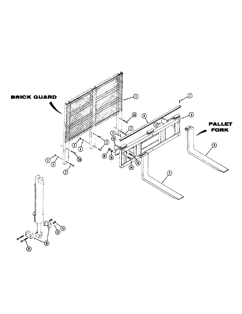 Схема запчастей Case 1530 - (096) - PALLOT FORK AND BRICK GUARD (09) - CHASSIS/ATTACHMENTS