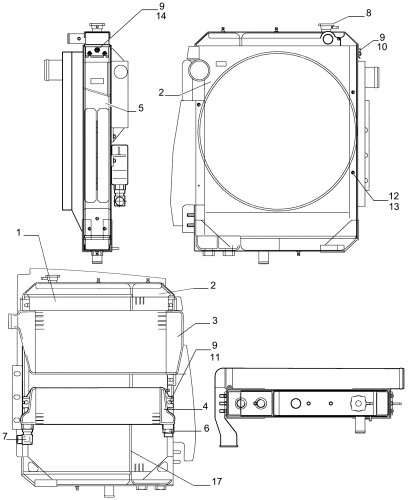 Схема запчастей Case TX945 - (1.17.0[05]) - ENGINE COOLING - VERSION (03-04) (10) - ENGINE