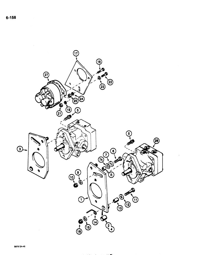 Схема запчастей Case 1818 - (6-158) - PUMP MOUNTING (06) - POWER TRAIN