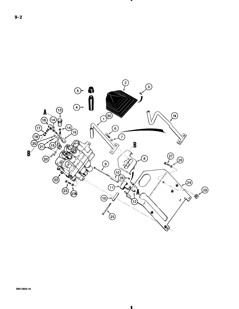 Схема запчастей Case 580K - (9-002) - LOADER CONTROLS - LIFT AND BUCKET SPOOLS (09) - CHASSIS/ATTACHMENTS