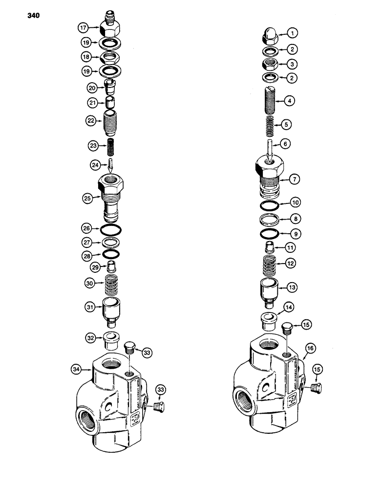 Схема запчастей Case 480D - (340) - D71668 AND D75308 RELIEF VALVES, D71668 RELIEF VALVE (35) - HYDRAULIC SYSTEMS