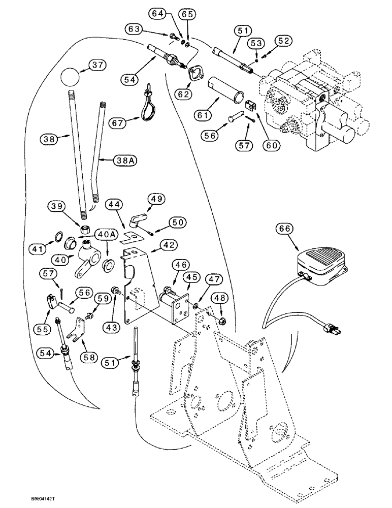 Схема запчастей Case 590SL - (8-066) - BACKHOE AUXILIARY HYDRAULICS, CONTROL LEVERS TO AUXILIARY (08) - HYDRAULICS