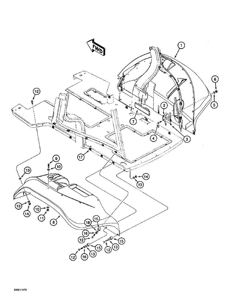 Схема запчастей Case 580SL - (9-080) - REAR FENDERS, CAB MODELS (09) - CHASSIS/ATTACHMENTS