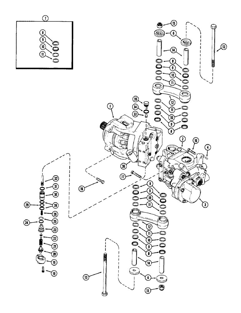 Схема запчастей Case 580B - (122) - TAURODYNE ASSEMBLY, PUMP-MOTOR & LINK KIT (06) - POWER TRAIN