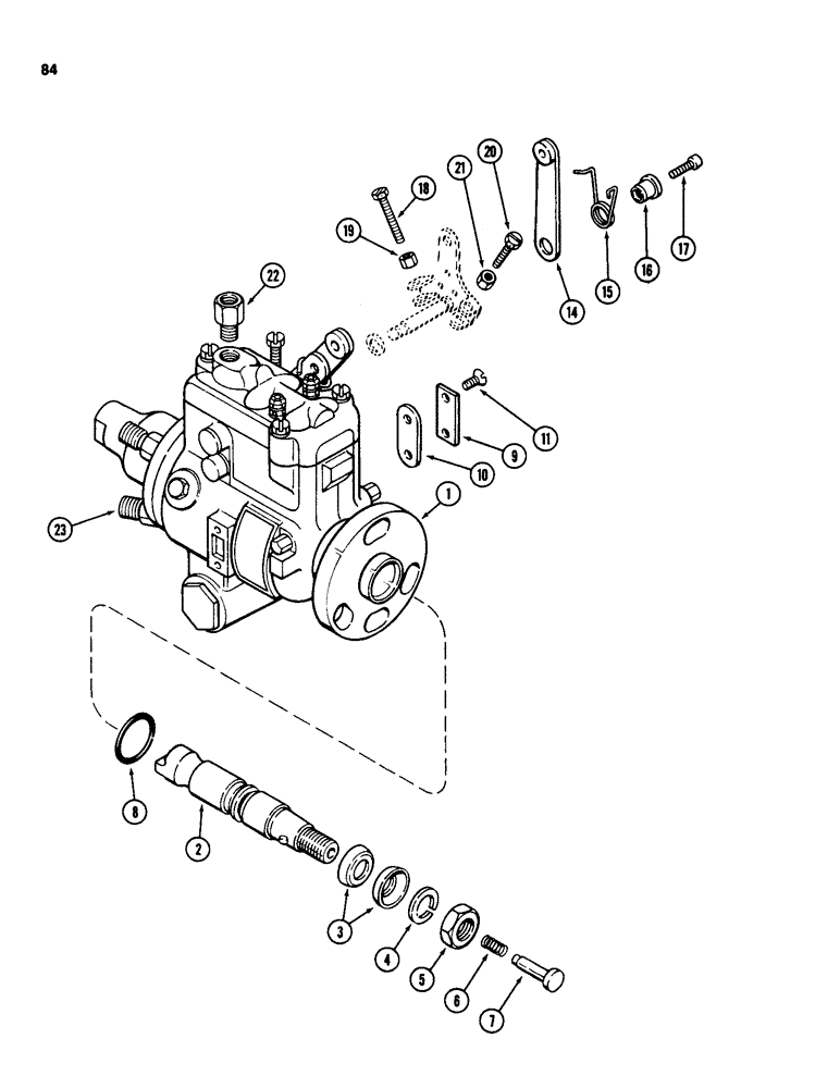 Схема запчастей Case 580SD - (084) - INJECTION PUMP, 207 NATURALLY ASPIRATED DIESEL ENGINE, ENGINE SERIAL NUMBER 4310019 AND AFTER (03) - FUEL SYSTEM