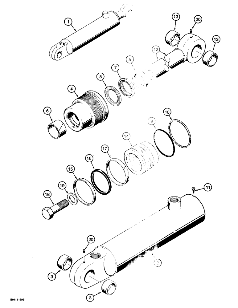 Схема запчастей Case 570LXT - (8-140) - THREE-POINT HITCH LIFT CYLINDER, WITHOUT SNAP RINGS AT BUSHINGS 570LXT MODELS (08) - HYDRAULICS