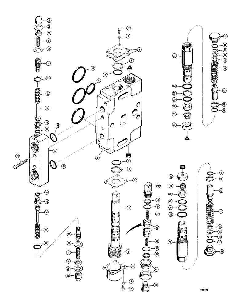 Схема запчастей Case 780 - (368) - BACKHOE CONTROL VALVE, L32975 SWING SECTION (08) - HYDRAULICS