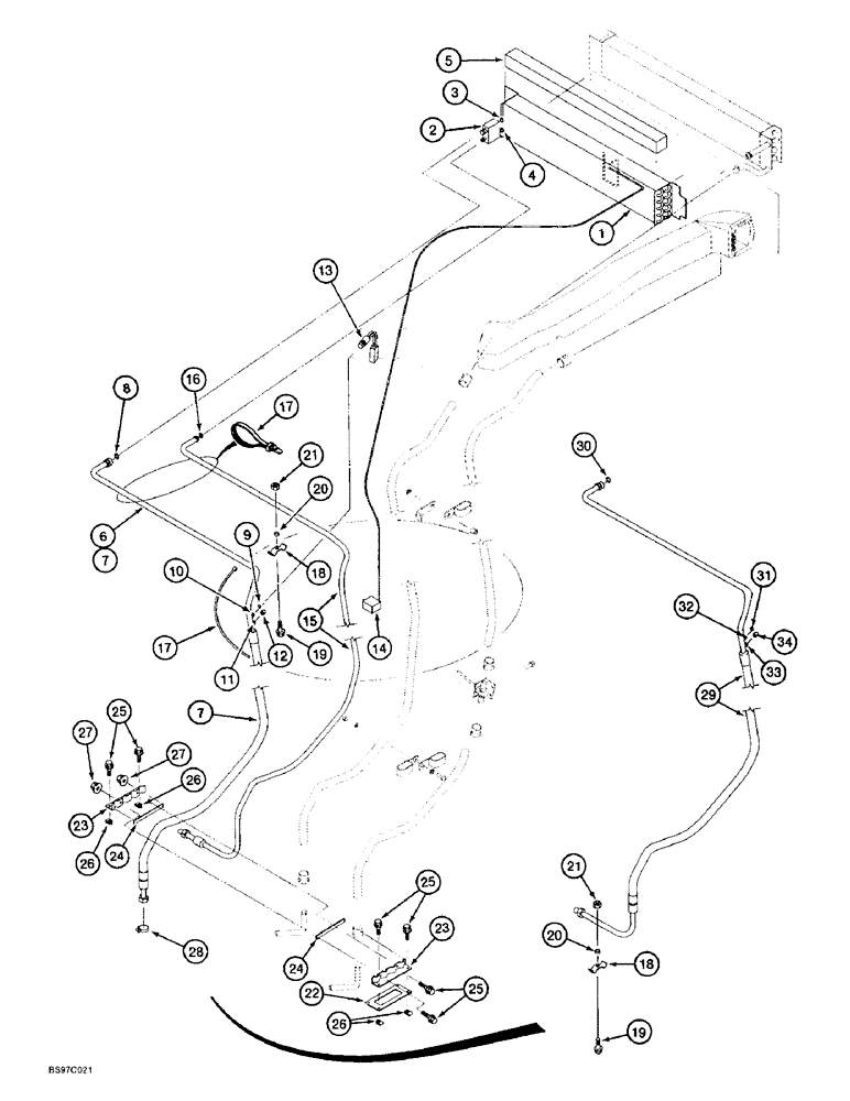 Схема запчастей Case 580SL - (9-124) - CAB, EVAPORATOR CORE AIR CONDITIONING LINES (09) - CHASSIS/ATTACHMENTS