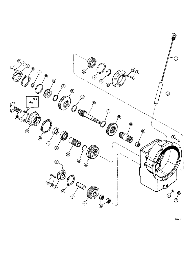 Схема запчастей Case 680CK - (076) - TRANSMISSION AND RELATED PARTS, POWER SHUTTLE AND HOUSING (21) - TRANSMISSION