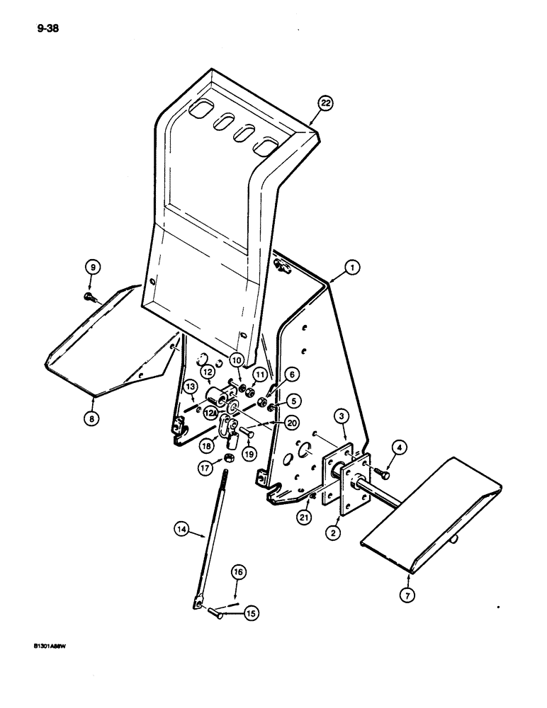 Схема запчастей Case 680L - (9-038) - BACKHOE EXTENDABLE DIPPER CONTROL, HAND SWING MODELS (09) - CHASSIS/ATTACHMENTS