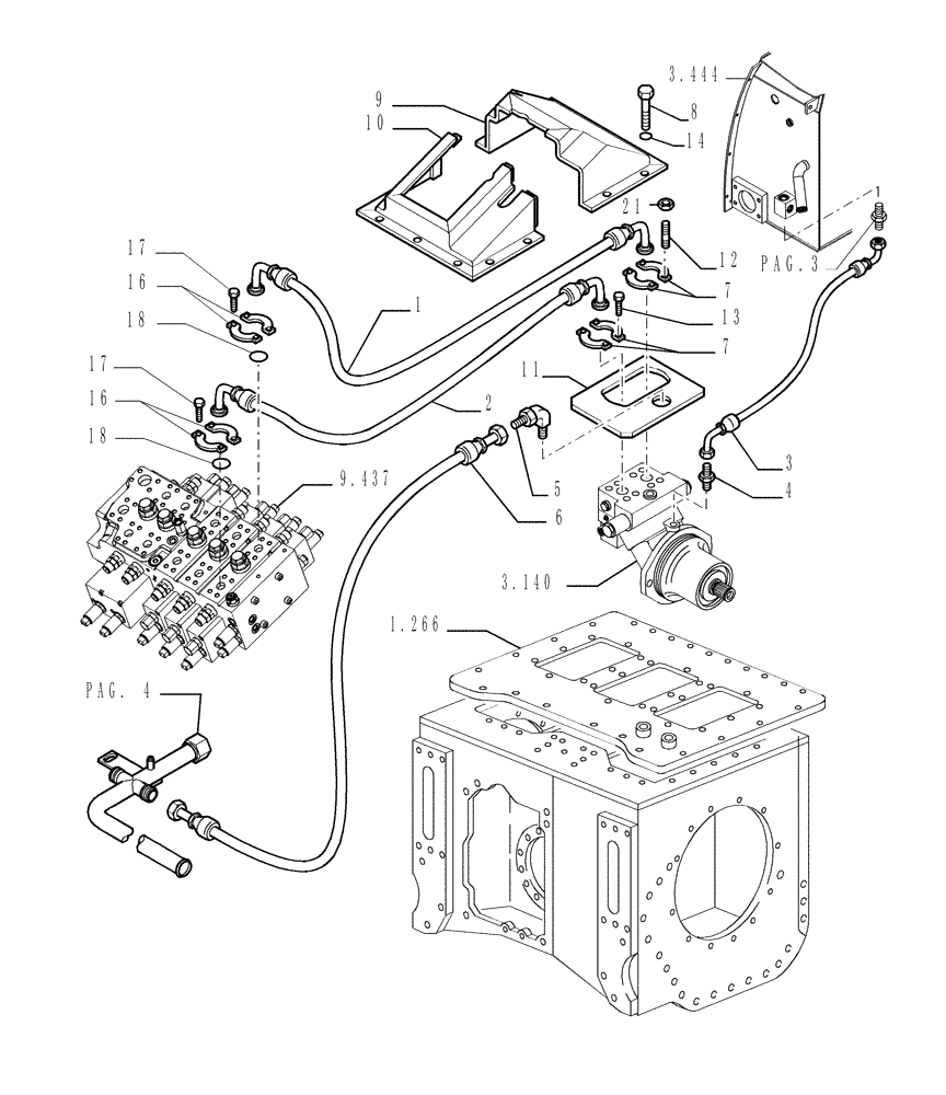 Схема запчастей Case 1850K - (3.434[05]) - HYDRAULIC SYSTEM PIPING (04) - UNDERCARRIAGE