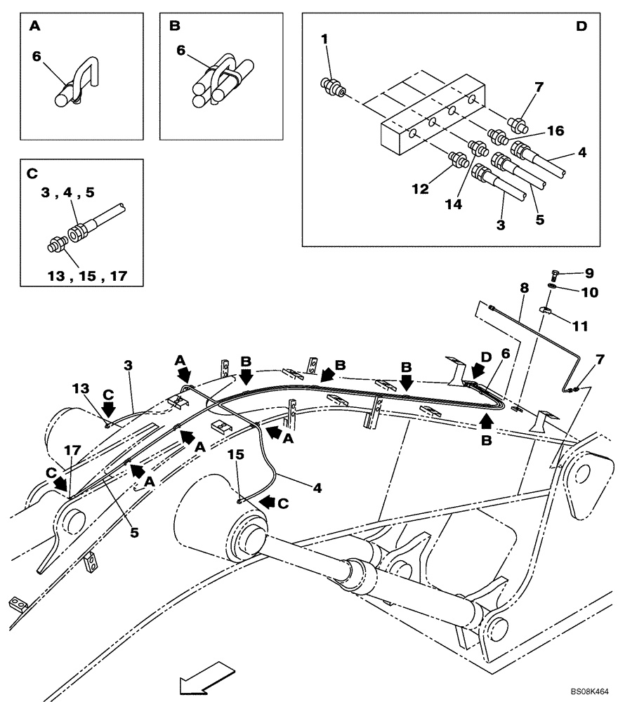 Схема запчастей Case CX800B - (09-54) - LUBRICATION CIRCUIT - BOOM - STANDARD (8.40 M) (09) - CHASSIS